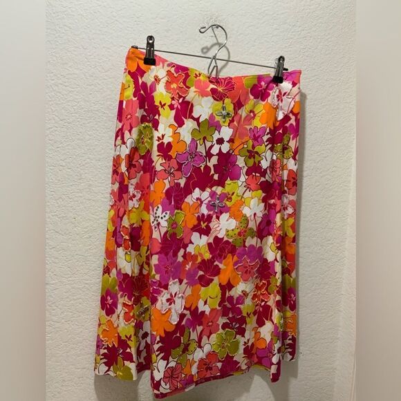 Cynthia Steffe Womens Pink Floral Beaded Knee Length A-Line Skirt Size 8 - Picture 1 of 8